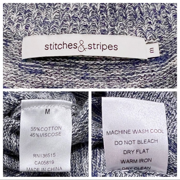 Stitches and Stripes Long Sleeve Cold Shoulder Sweater Marled Blue Medium - Picture 10 of 11